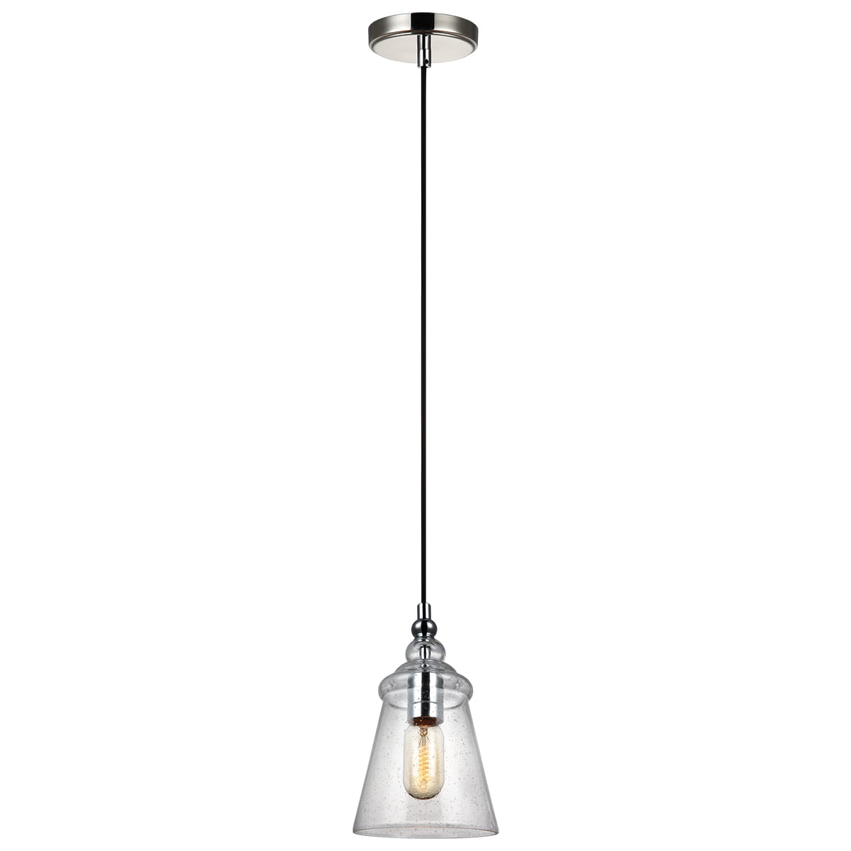 Lampa wisząca Loras Elstead Lighting 1xE27 60W Stal Szkło z bąbelkami powietrza Chrom