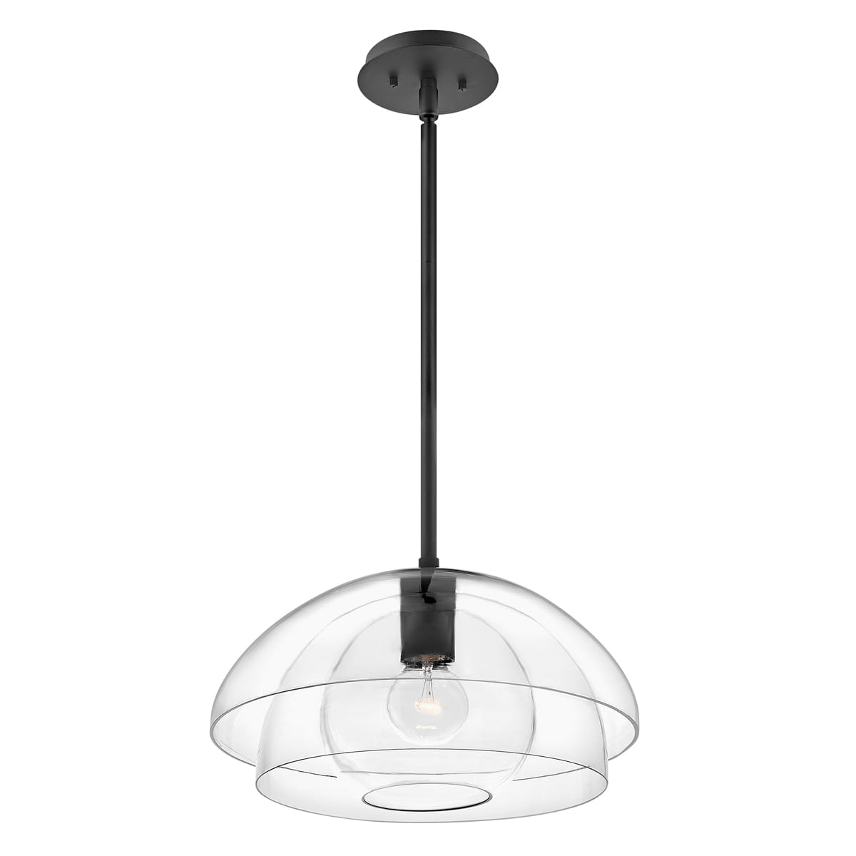 Lampa wisząca Lotus Elstead Lighting czarna, szkło, stal, aluminium.