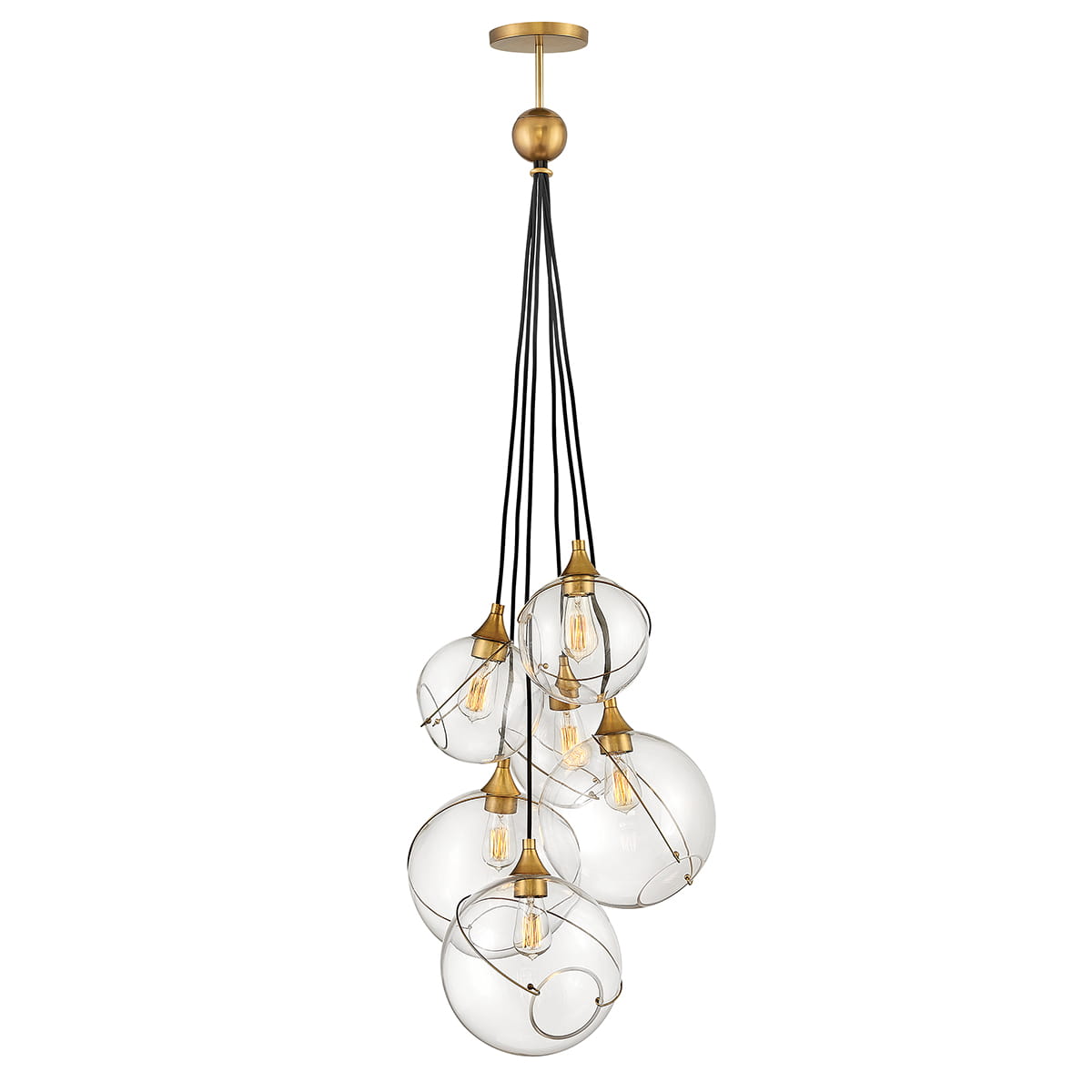 Lampa wisząca/żyrandol Skye Elstead Lighting 6xE27 60W Stal, Szkło Stary mosiądz.