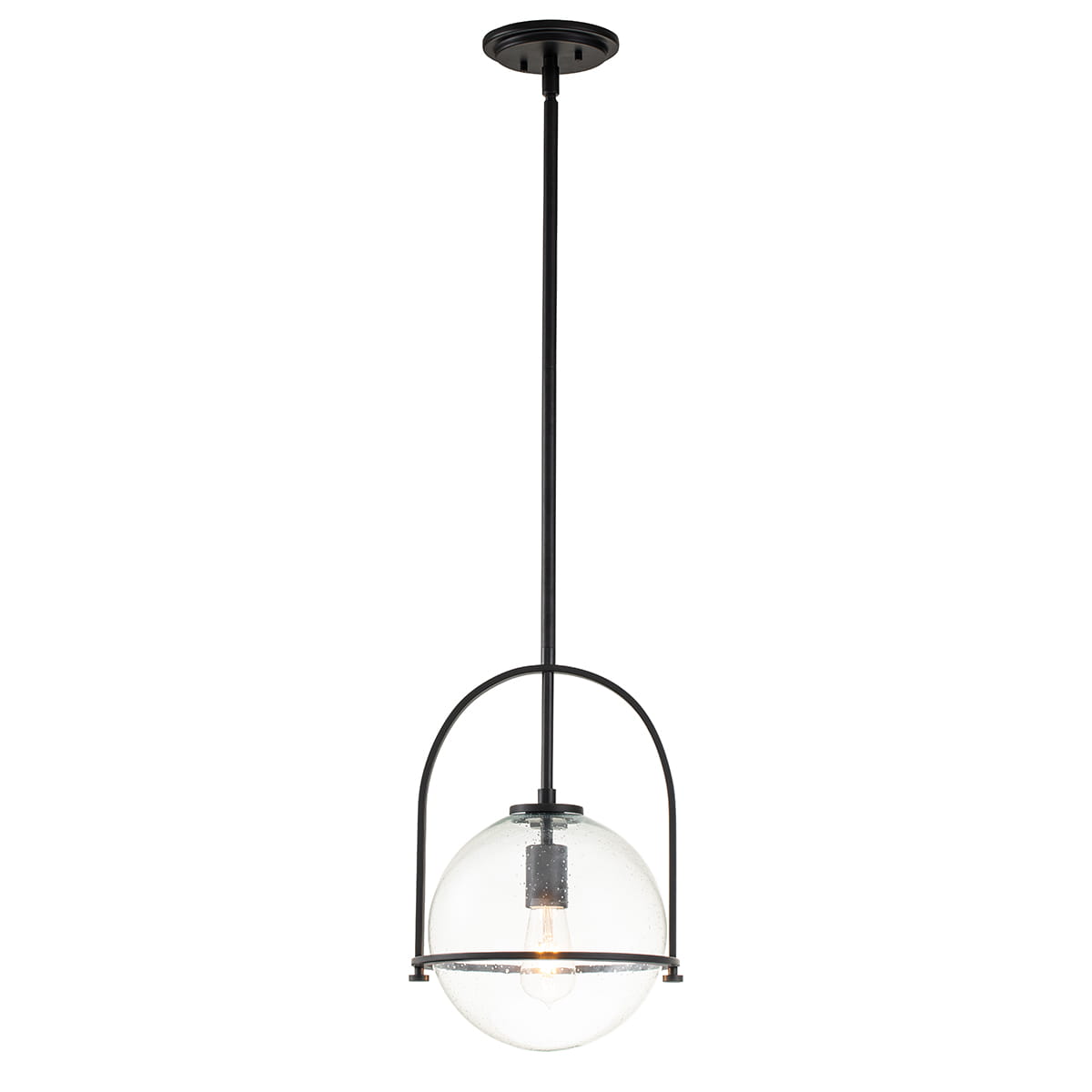 Lampa wisząca Somerset Elstead Lighting 1xE27 60W czarna stal szkło z bąbelkami powietrza.