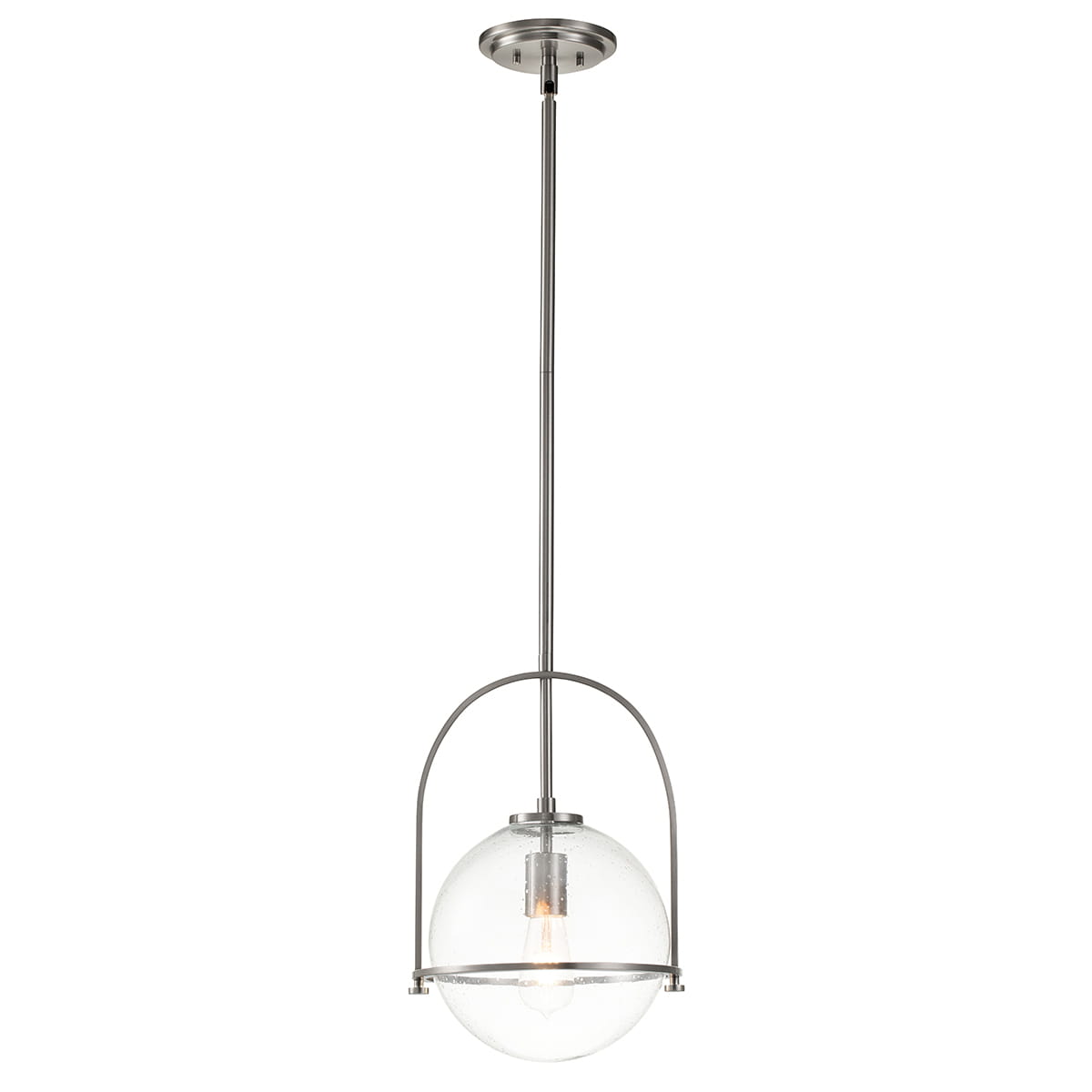 Lampa wisząca Somerset Elstead Lighting 1xE27 60W, stal, szkło z bąbelkami powietrza, szczotkowany nikiel