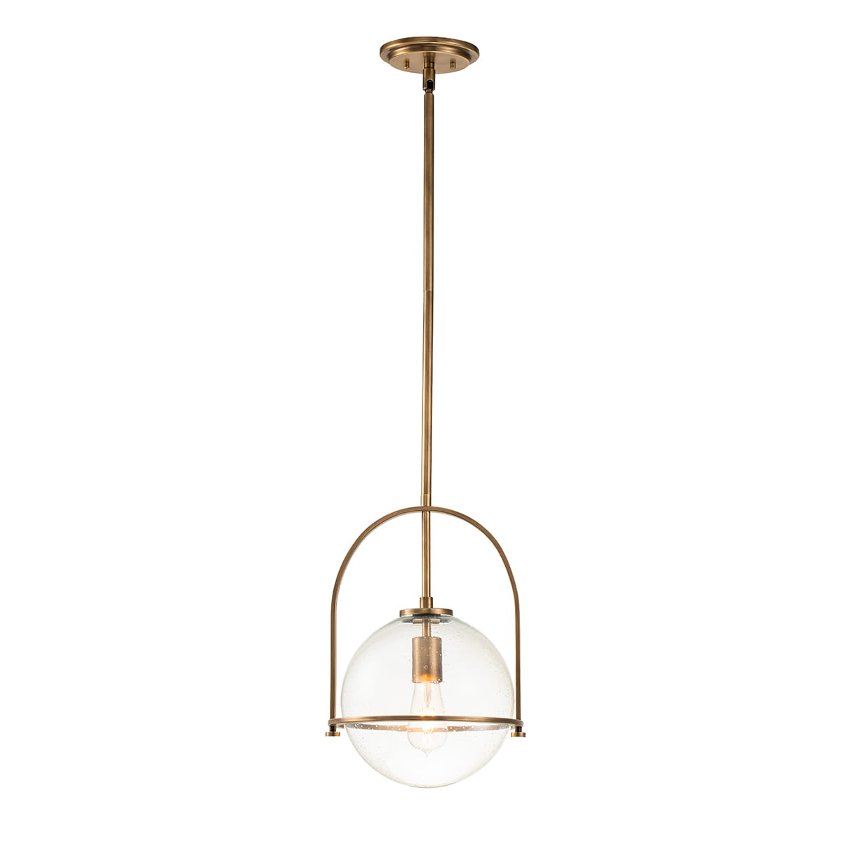 Lampa wisząca Somerset Elstead Lighting 1xE27 60W Stal Szkło z bąbelkami powietrza Stary mosiądz.