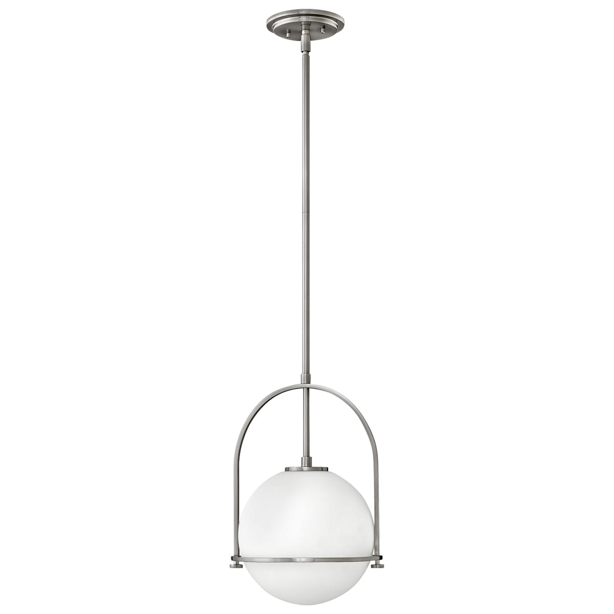 Lampa wisząca Somerset Elstead Lighting ze szkła opalowego i szczotkowanego niklu.