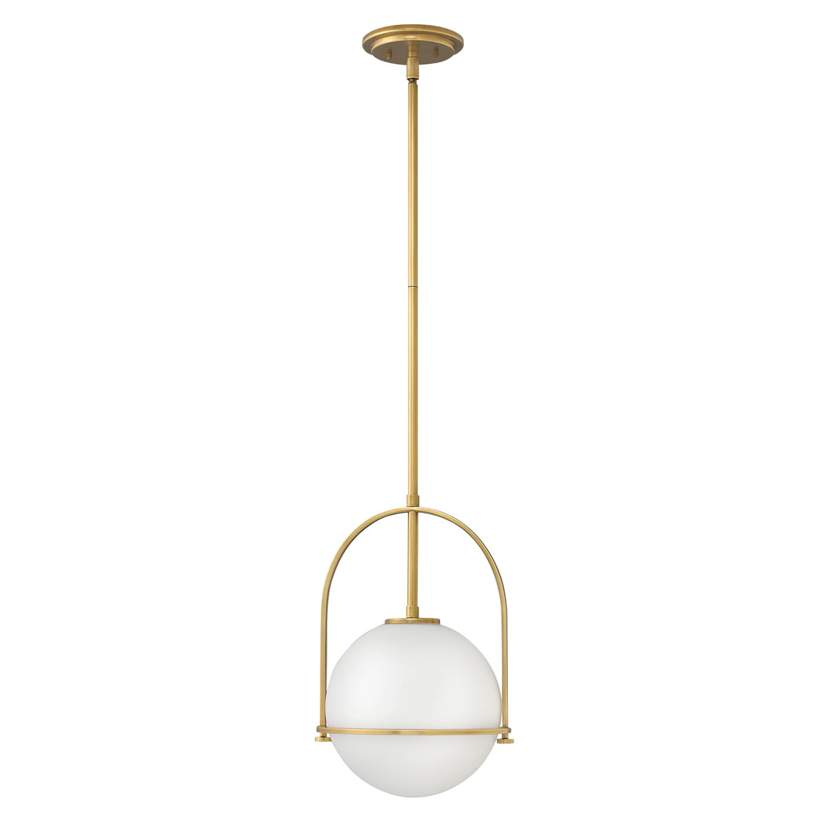 Lampa wisząca Somerset Elstead Lighting ze starym mosiądzem i opalowym szkłem.