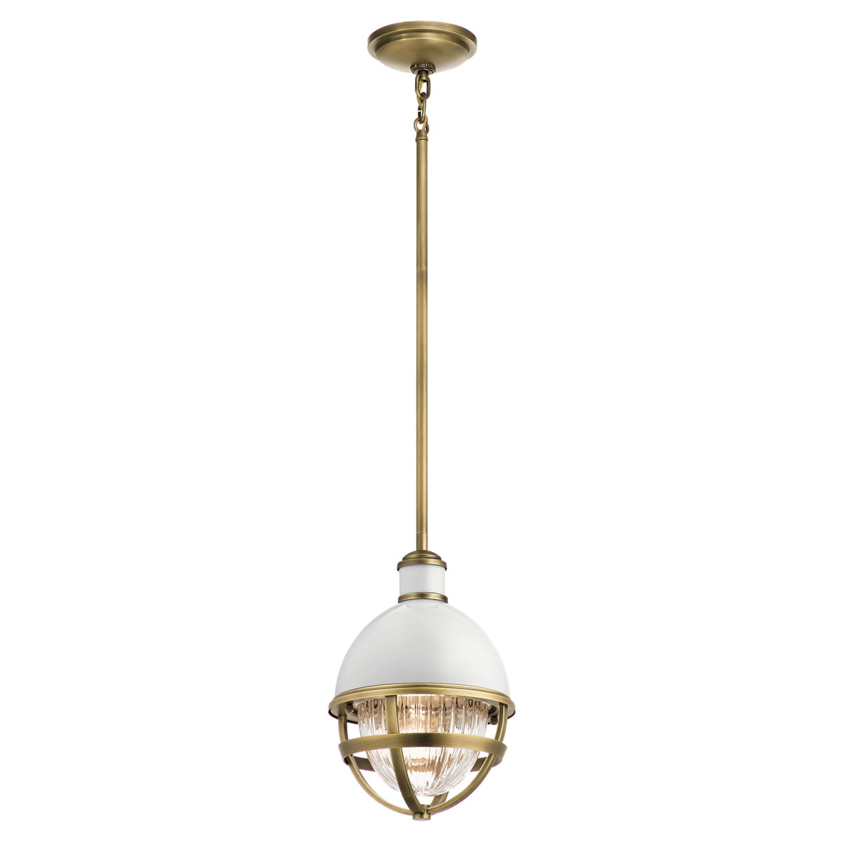 Lampa wisząca Tollis Elstead Lighting E27 40W naturalny mosiądz, szkło żebrowane.