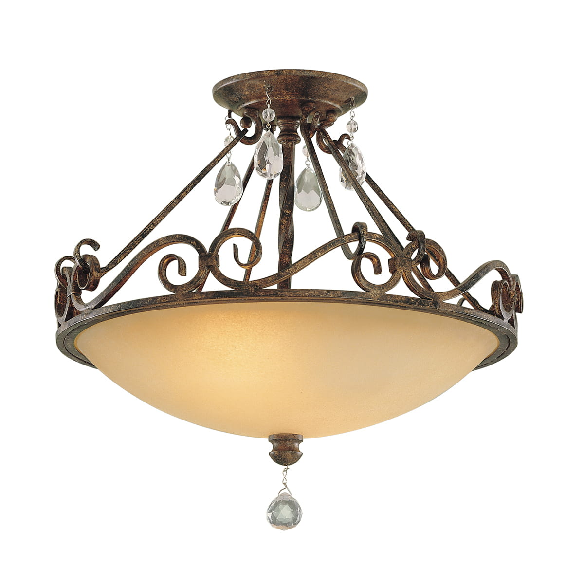 Lampa sufitowa plafon Chateau Elstead Lighting 2xE27 60 W stal szkło kawowe elegancki design