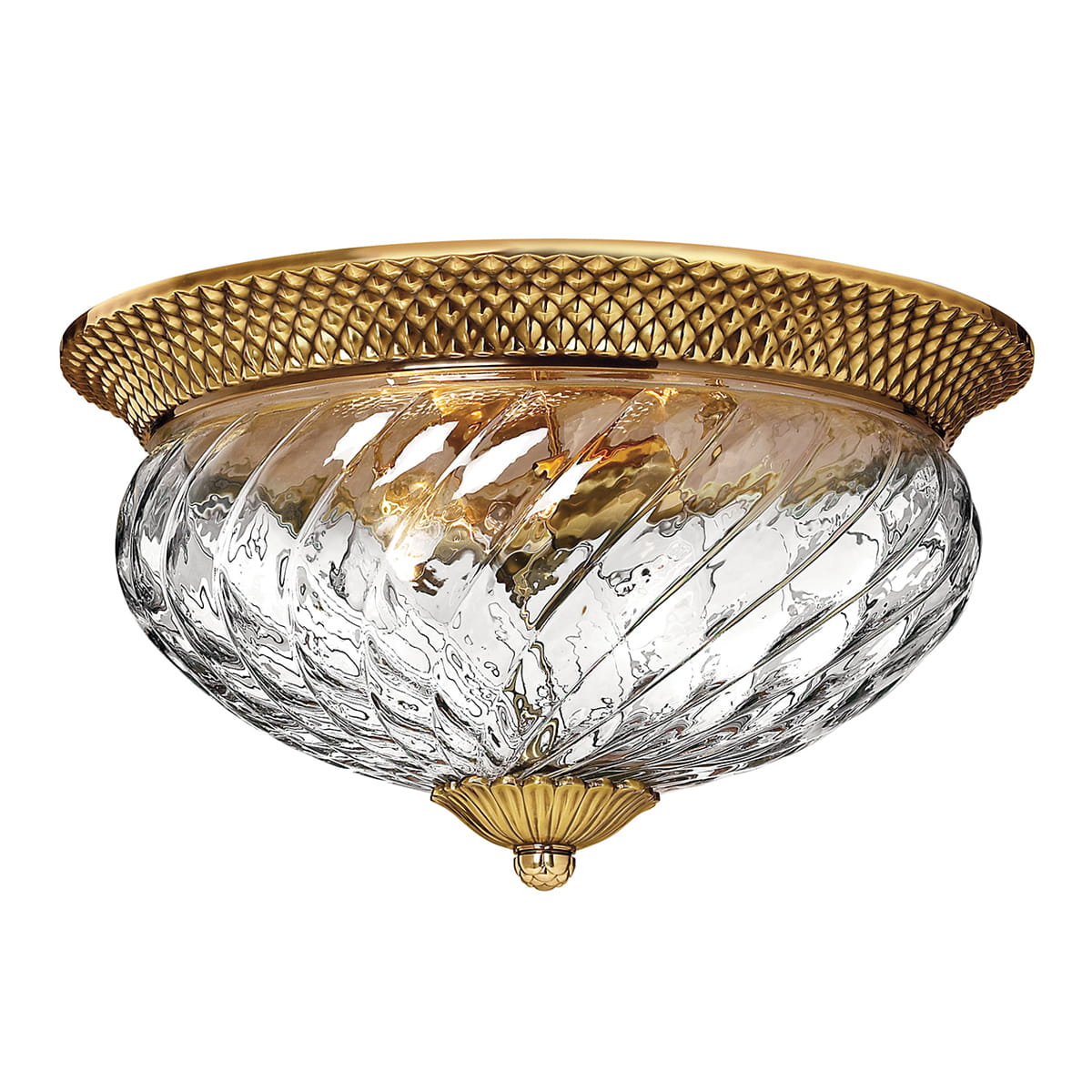 Lampa sufitowa plafon Plantation Elstead Lighting z mosiądzu i szkła.