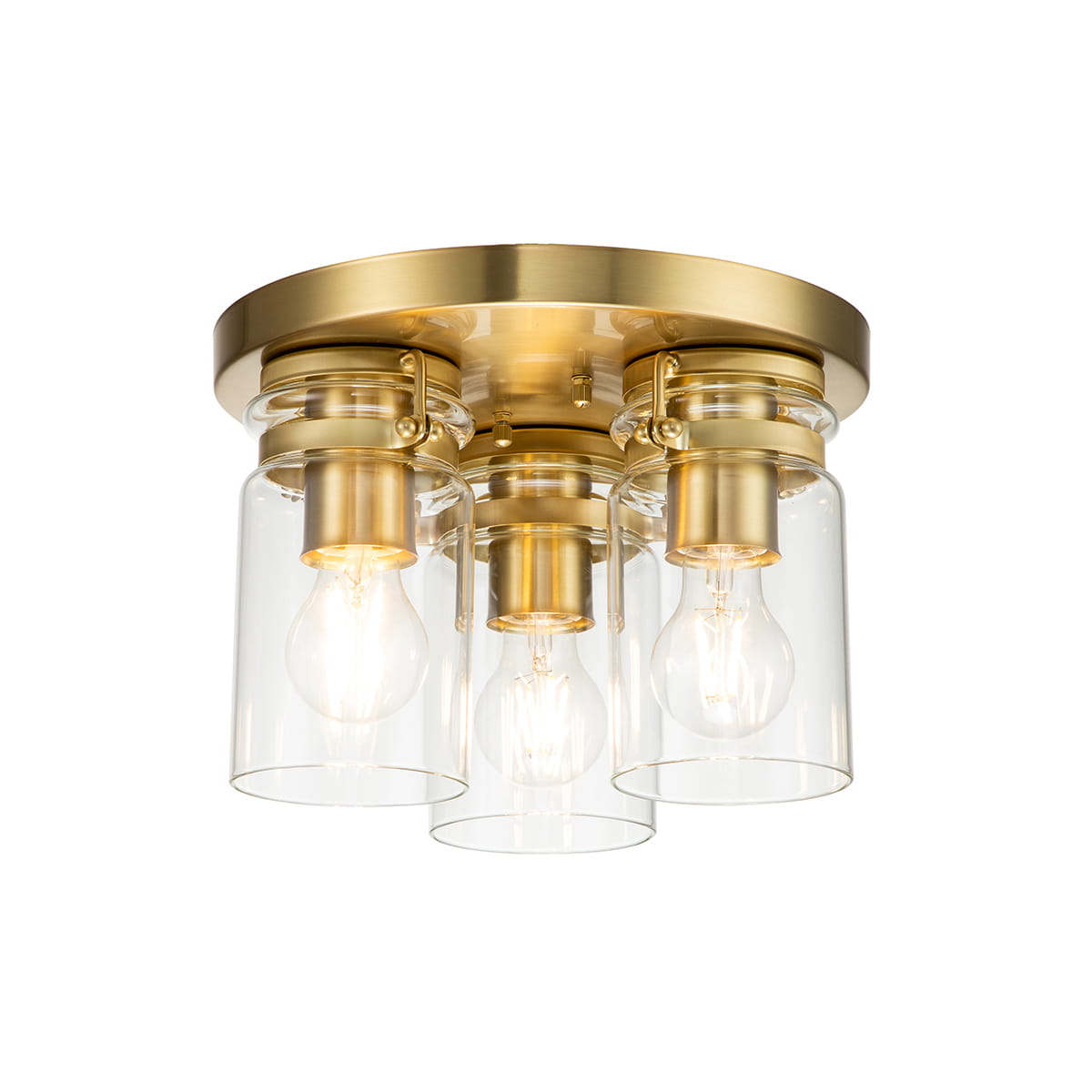 Lampa sufitowa plafon Brinley Elstead Lighting 3xE27 60W szczotkowany mosiądz.