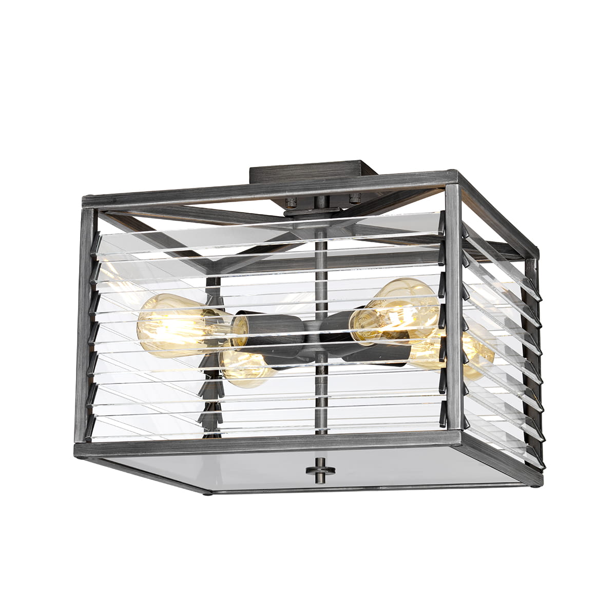 Lampa sufitowa plafon Louvre Elstead Lighting, stal i szkło, szary, 4xE27.