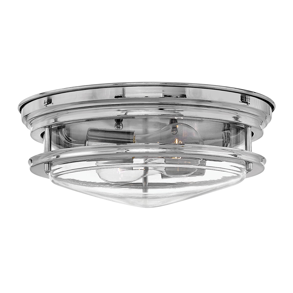 Lampa sufitowa plafon Hadrian Elstead Lighting 2xE27 40W Stal Szkło Chrom.