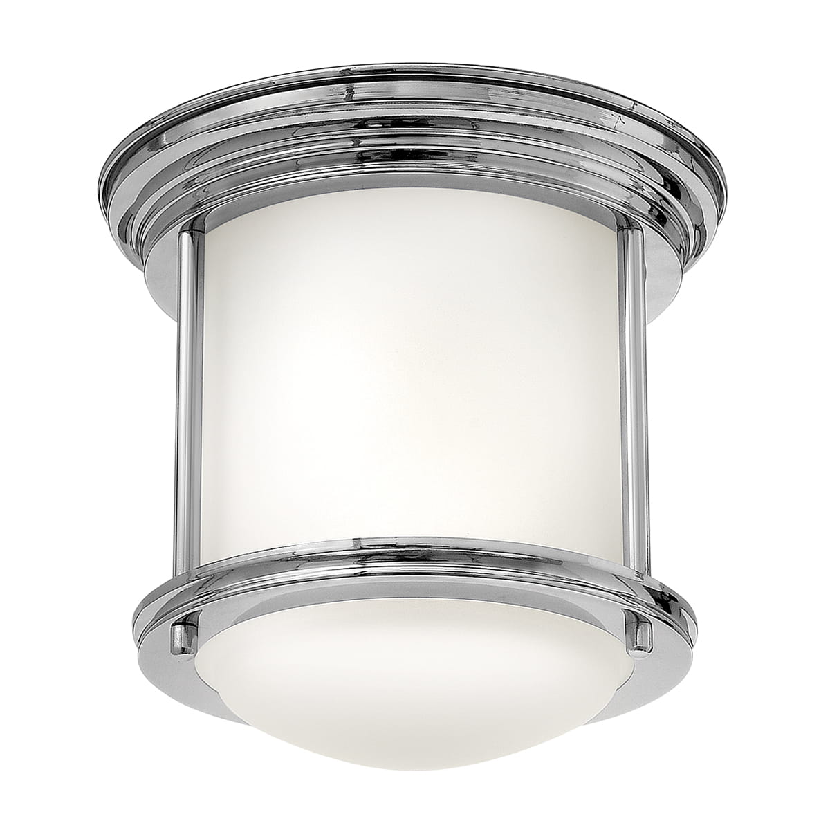 Lampa sufitowa plafon Hadrian Elstead Lighting 1xE27 60W Stal, Trawione szkło opalowe Chrom.