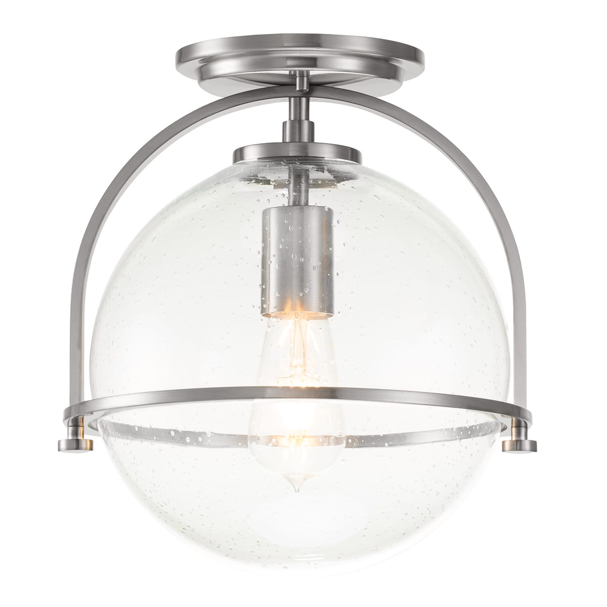 Lampa sufitowa plafon Somerset Elstead Lighting, 1xE27 60W, szczotkowany nikiel, szkło z bąbelkami powietrza.