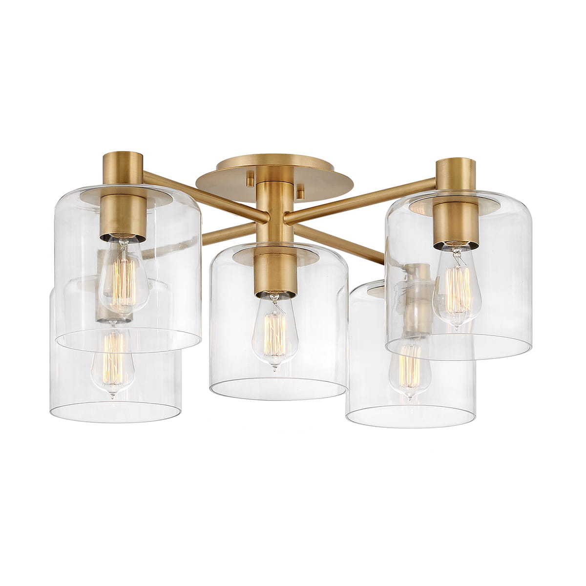 Lampa sufitowa/żyrandol Axel Elstead Lighting 5xE27 60W Stal, Szkło Stary mosiądz.
