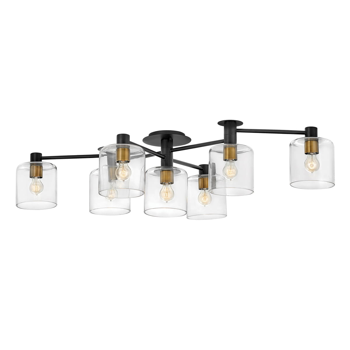 Lampa sufitowa Axel Elstead Lighting z siedmioma żarówkami E27 60W, stal i szkło czarne ze starym mosiądzem.