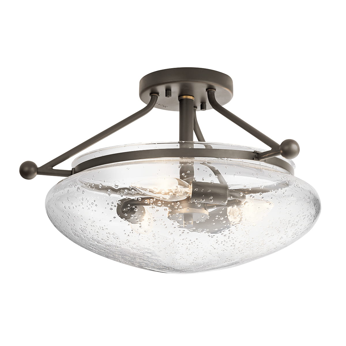 Lampa sufitowa plafon Belle Elstead Lighting 3xE14 40W Stal Szkło z bąbelkami powietrza Stary brąz
