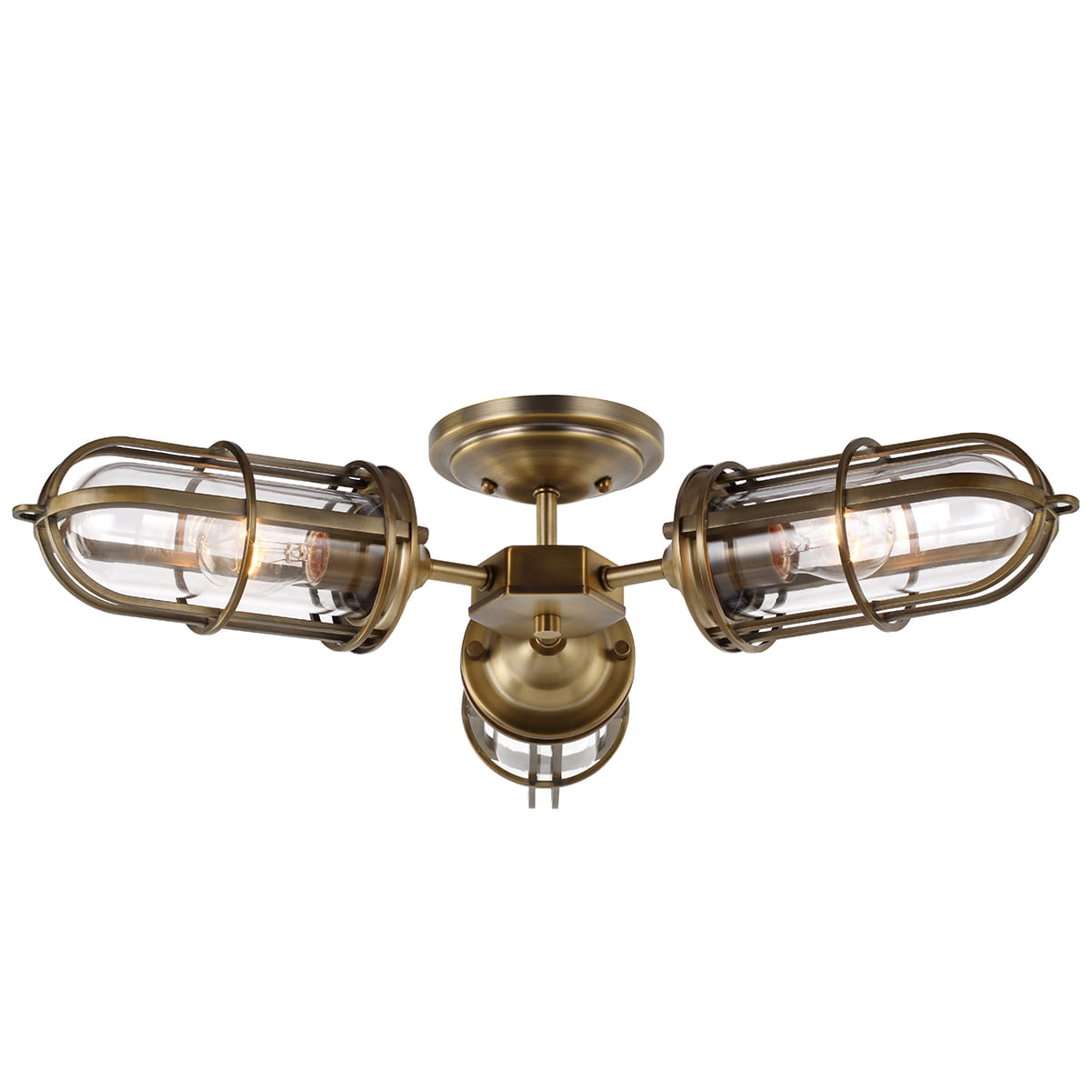 Lampa sufitowa plafon Urban Restoration Elstead Lighting 3xE27 60W Stal Szkło Ciemny Stary Mosiądz.