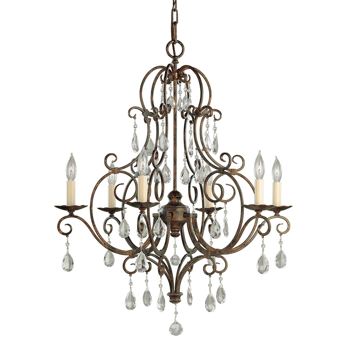 Lampa wisząca/żyrandol Chateau Elstead Lighting 6xE14 60 W z kryształowymi ozdobami.