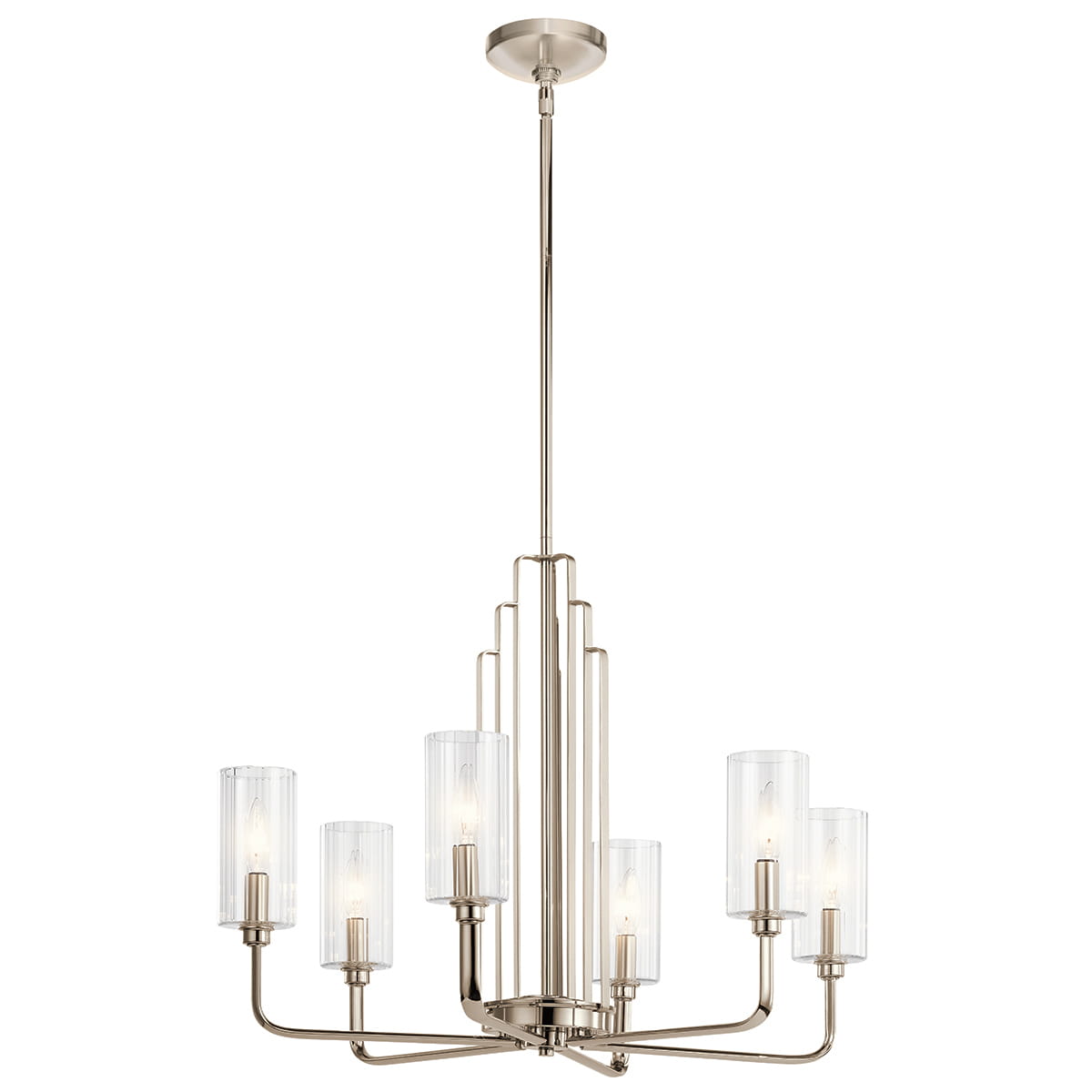 Lampa wisząca Kimrose Elstead Lighting z żarówkami E14, szkło żebrowane.