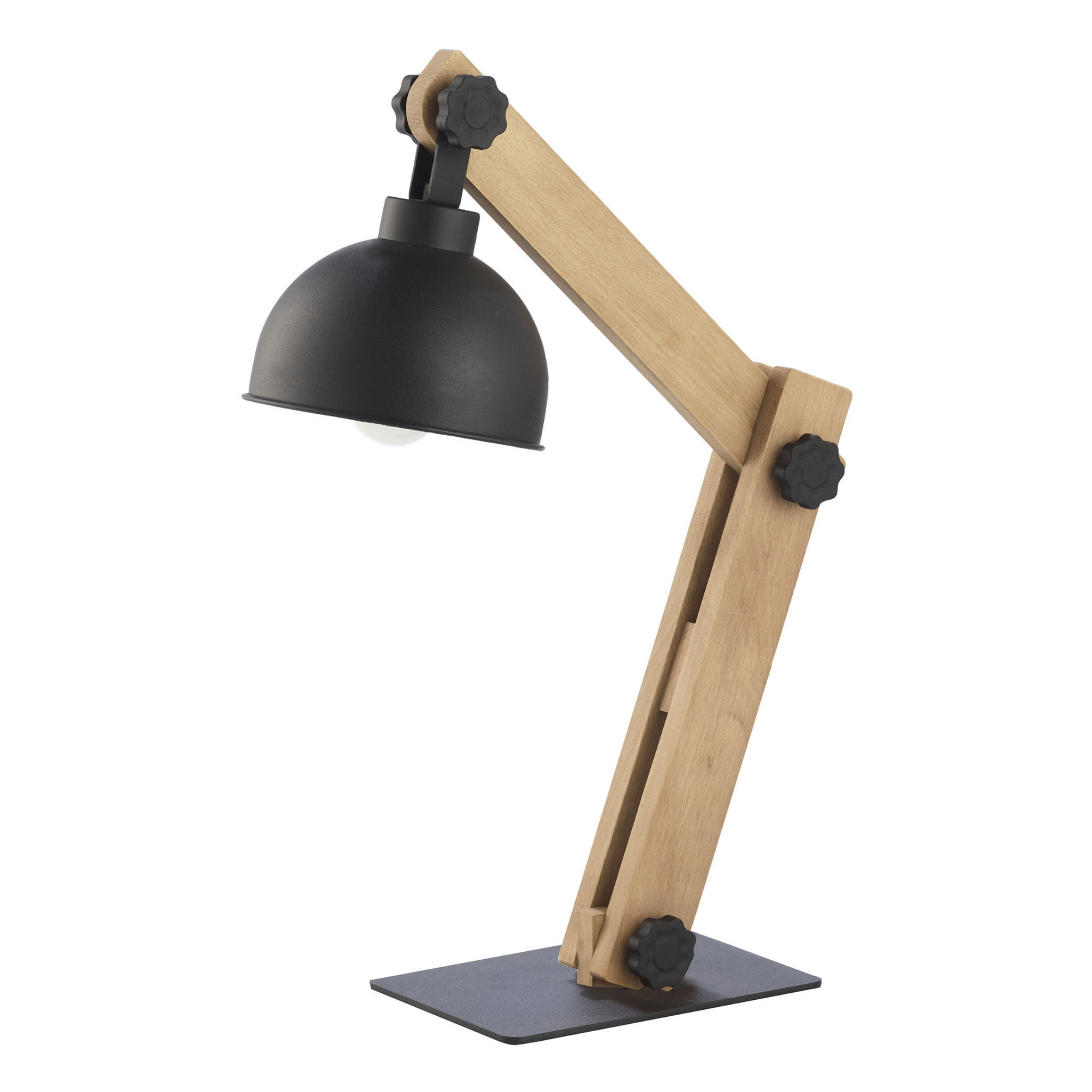 Lampa stojąca OSLO TK Lighting 1xE27 Metal Czarny na drewnianej podstawie.
