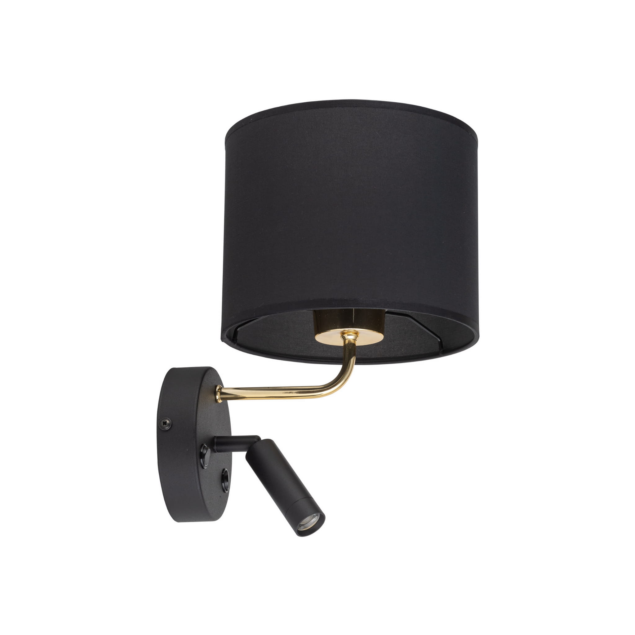 Lampa ścienna RICHI TK Lighting 2xE27 Metal Czarny z okrągłym czarnym kloszem.