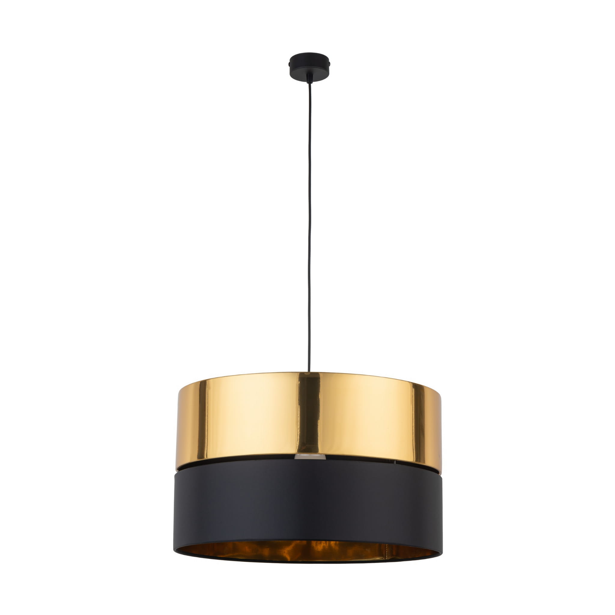 Lampa wisząca HILTON TK Lighting 1xE27 Metal Czarny, złoto-czarny klosz