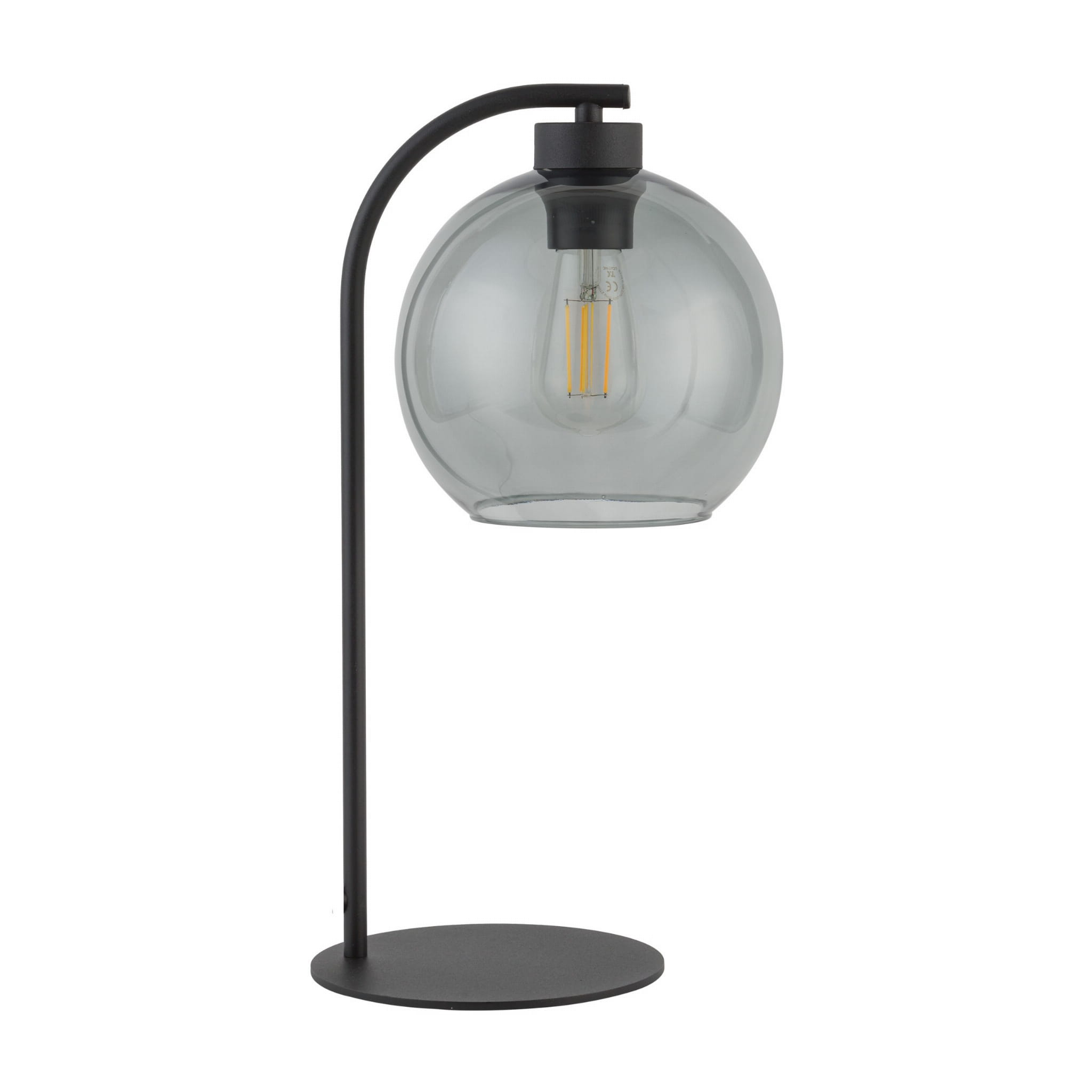 Lampa stojąca CUBUS TK Lighting 1xE27, czarny metal, szklany klosz