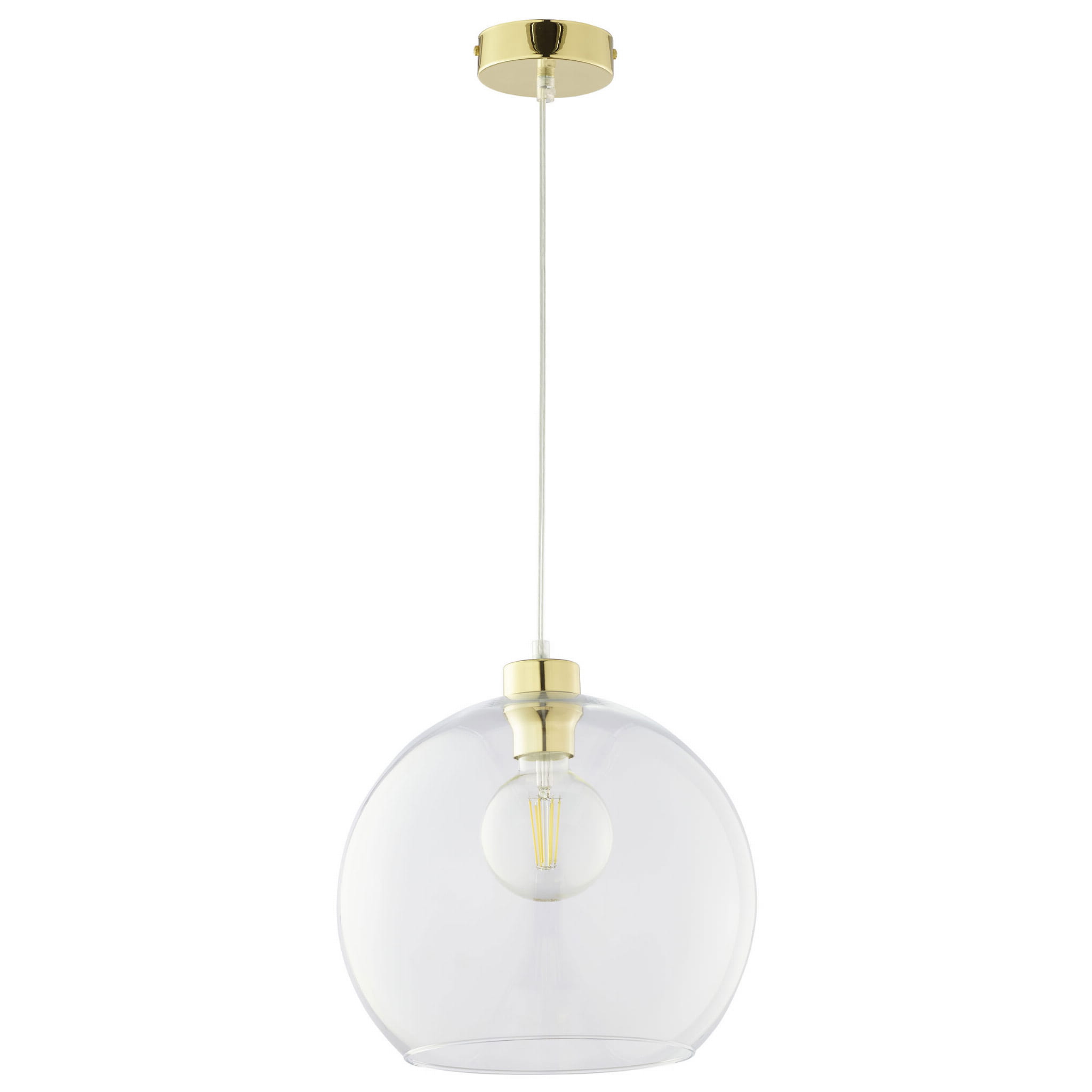 Lampa wisząca CUBUS TK Lighting 1xE27 Metal Złoty z przezroczystym kloszem.