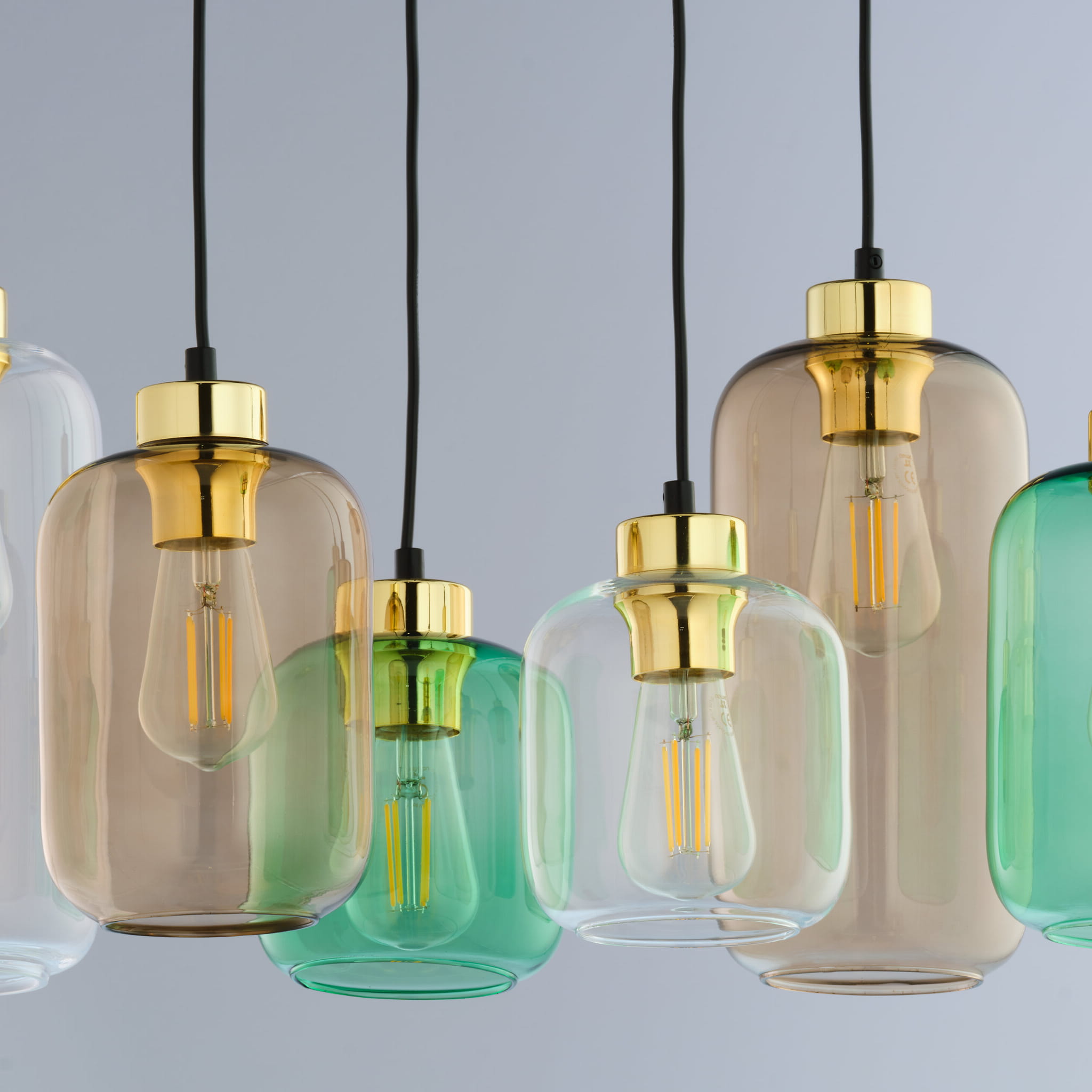 Lampa wisząca MARCO TK Lighting 6xE27 Metal Czarny, nowoczesne szklane klosze w różnych kolorach