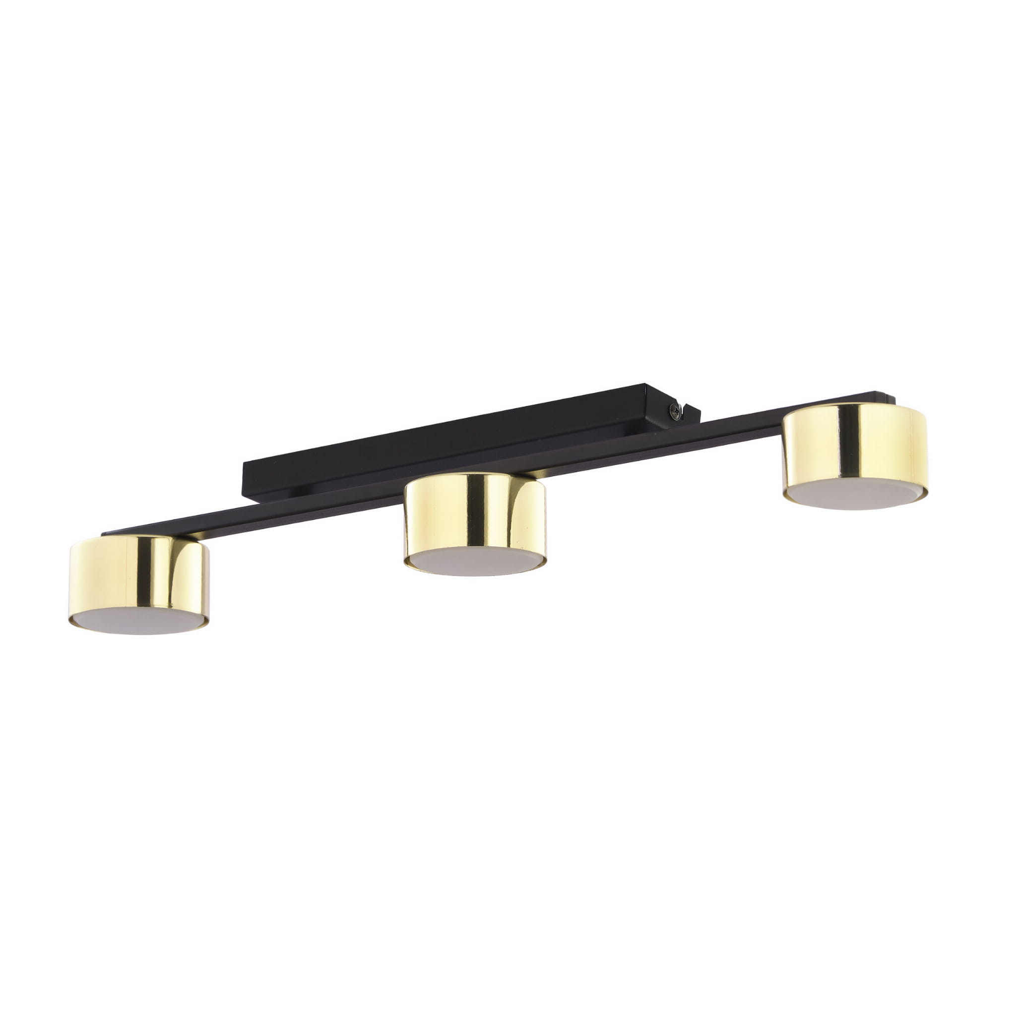 Lampa sufitowa Spot DALLAS TK Lighting 3x10W GX53 Czarny Metal z trzema złotymi kloszami.