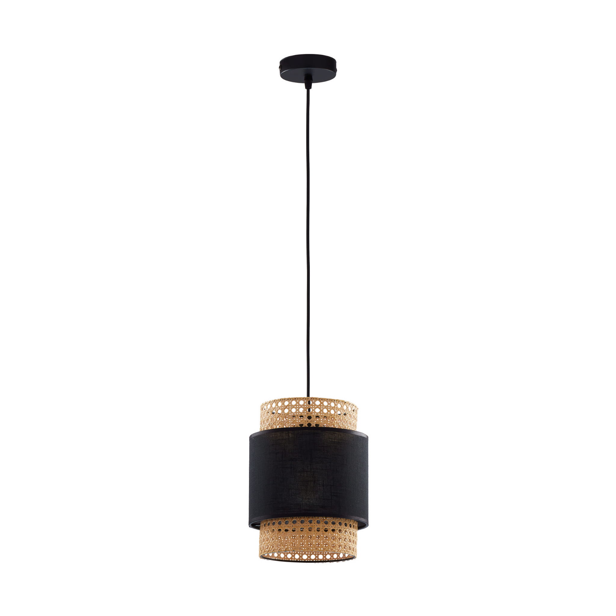 Lampa wisząca BOHO TK Lighting 1xE27 Metal Czarny z plecionym abażurem